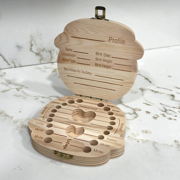 BRAND NEW BABY TOOTH FAIRY & FIRST CURL, & UMBILICAL CORD PINE WOOD KEEPSAKE BOX - Picture 11 of 13
